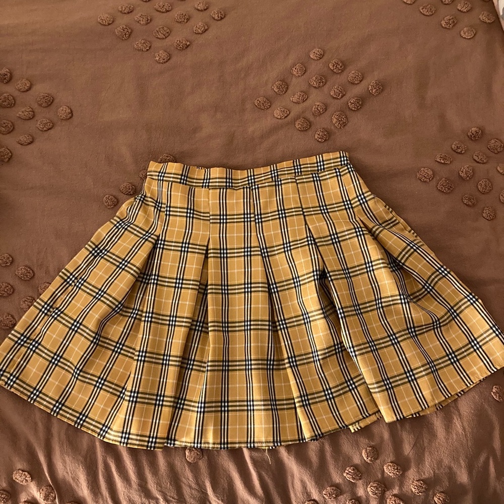 Yellow Plaid Mini Skirt